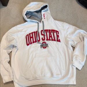 Ohio State White Pullover Hoodie with Red Logo